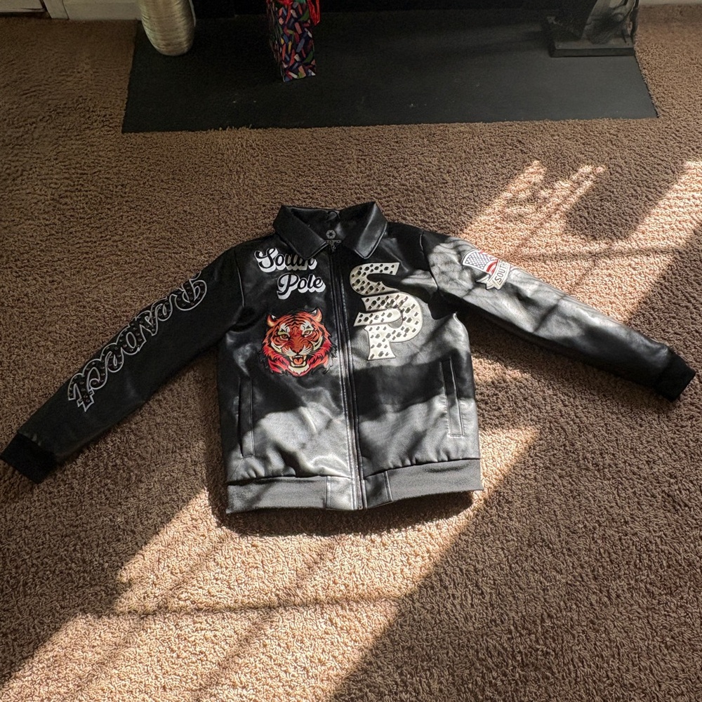 South Pole Kids Black Jacket with Tiger and Number Patch